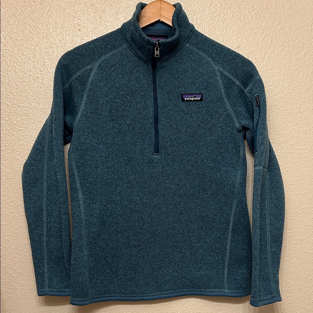Patagonia Women’s Better Sweater 1/4 Zip Teal- Size Small - Picture 2 of 10